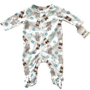 OSH KOSH B’gosh Fleece One Piece Bear Pajama 3 mos NWT